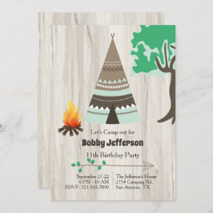 Tipi Camp Out Birthday Party Invitation