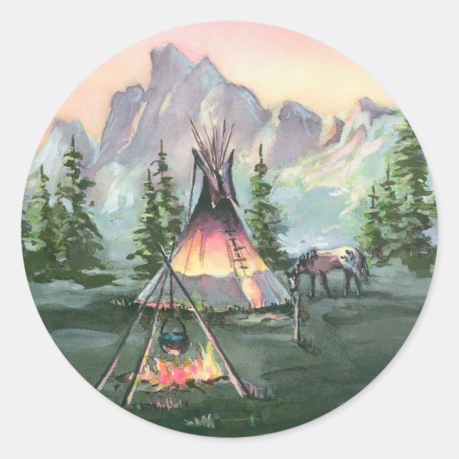 TIPI FIRE & APPALOOSA by SHARON SHARPE Classic Round Sticker (Front)