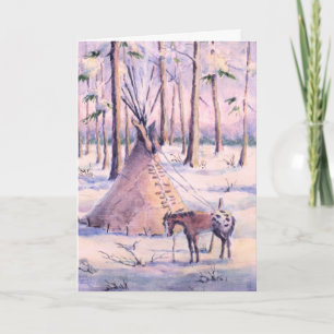 TIPI, HORSE & SNOW BY SHARON SHARPE CARD