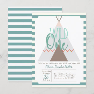 Tipi natif   Wild One Birthday Party Invitation