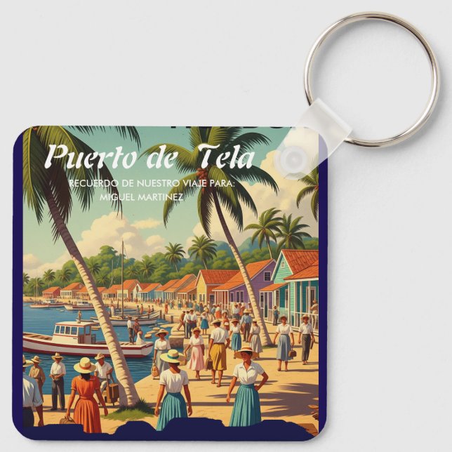  tipo chapa PUERTO DE TELA Keychain (Back)