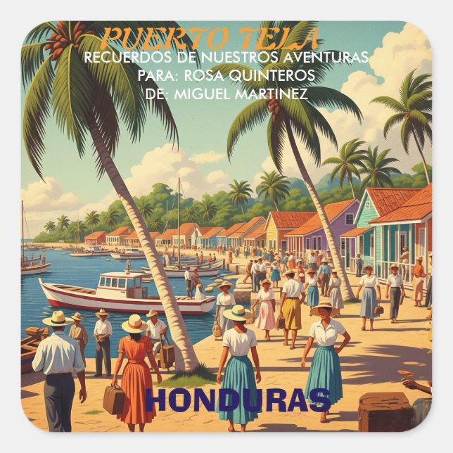  tipo chapa PUERTO DE TELA Square Sticker (Front)