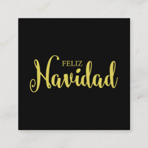Tipografía en Español Feliz Navidad sobre Negro Square Business Card