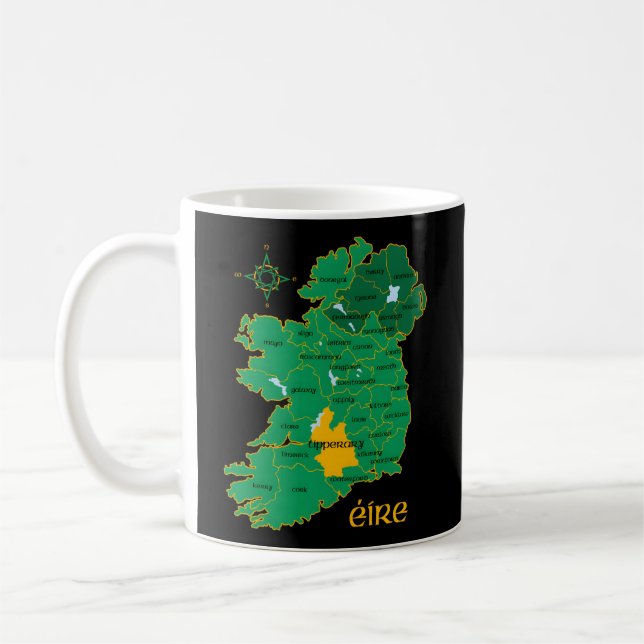 Tipperary Ireland County Map Eire Irish Travel Coffee Mug (Left)