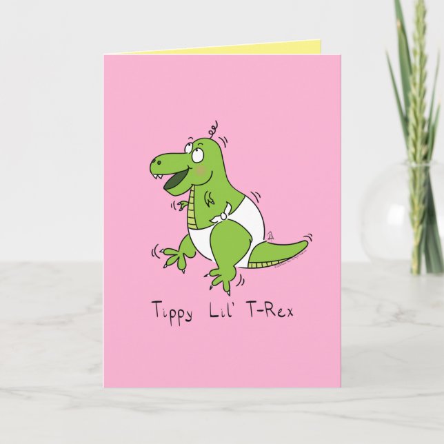 Tippy Lil T-Rex Baby Dinosaur Carte de voeux migno (Devant)