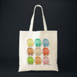 Tippy Toes Elephant Tote Bag<br><div class="desc">Wow! Bright,  fun and ready to use and reuse for anything!  It's design is a herd of the most colourful of elephants ready to make you smile!</div>