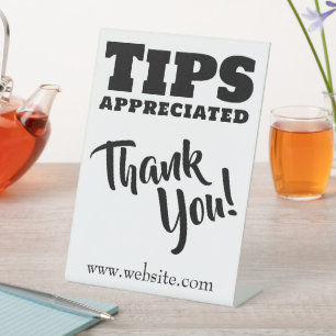 Tips Appreciated Cash Gratuities Website Link Pedestal Sign