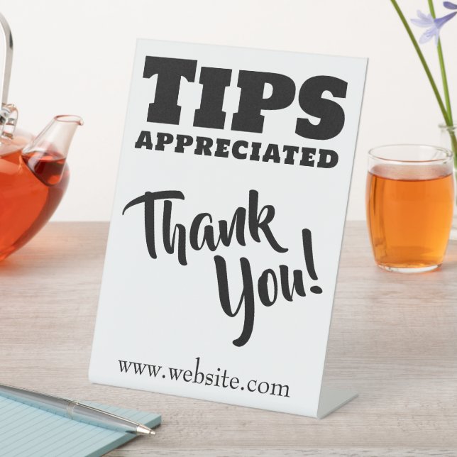 Tips Appreciated Cash Gratuities Website Link Pedestal Sign (In SItu)