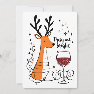 Tipsy and Bright Reindeer  Holiday Card