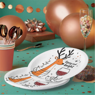 Tipsy and Bright Reindeer  Paper Plate