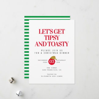 Tipsy and Toasty Christmas Dinner Invitation