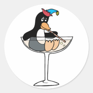Tipsy Penguin Classic Round Sticker