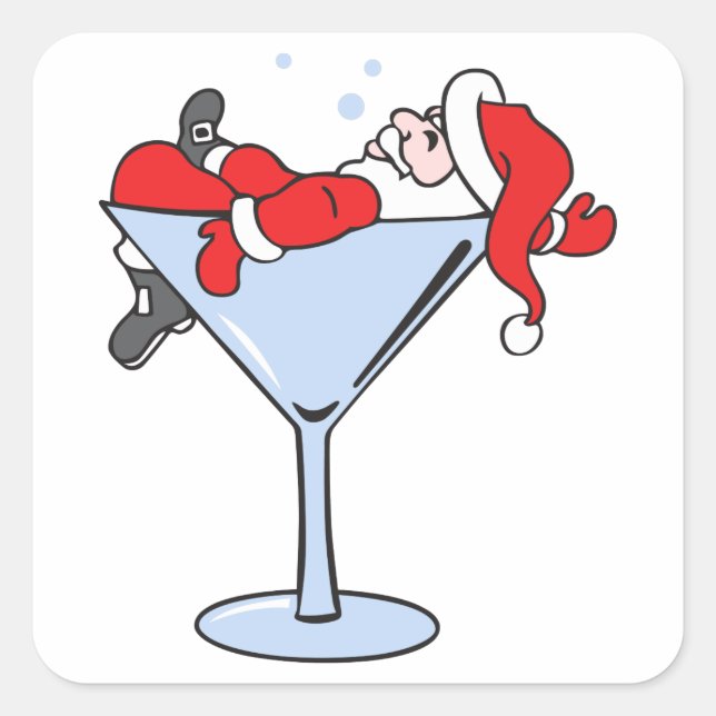 Tipsy Santa Square Sticker (Front)