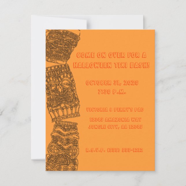 Tipsy Tiki Totem Halloween Holiday Luau Party - Invitation (Front)