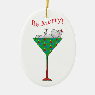 Tipsy-tini's Hippo Ceramic Ornament