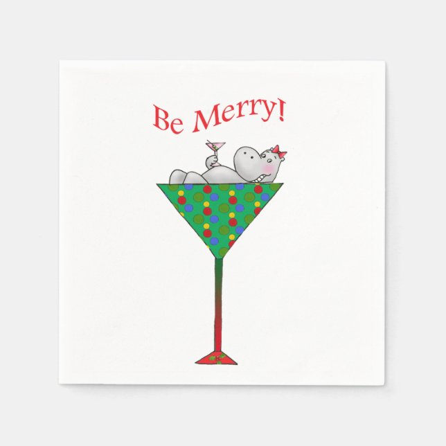 Tipsy-tini's Hippo Napkin (Front)