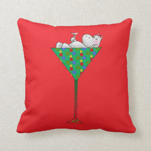 Tipsy-tini's Hippo Throw Pillow