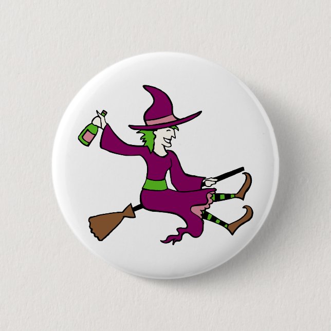 Tipsy Witch 2 Inch Round Button (Front)
