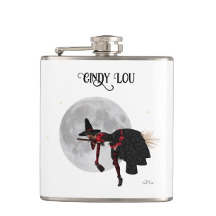 Tipsy Witch On Flying Broom Drink Flask