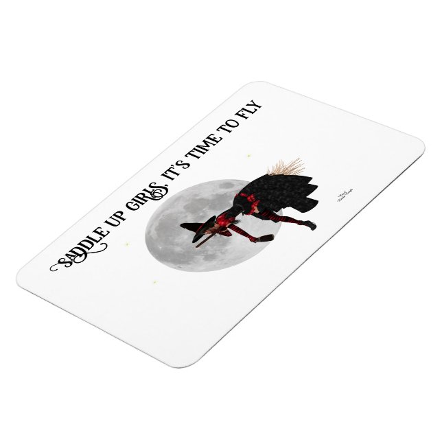 Tipsy Witch On Flying Broom Flexible Magnet (Left Side)