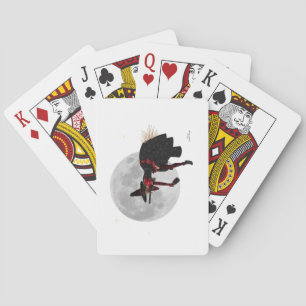 Tipsy Witch On Flying Broom Playing Cards