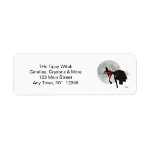 Tipsy Witch on Flying Broom Return Address Labels