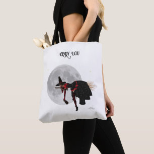 Tipsy Witch On Flying Broom Tote Bag