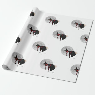 Tipsy Witch On Flying Broom Wrapping Paper
