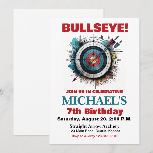 Tir à bulles Invitation de fête d'anniversaire (Devant / Derrière)
