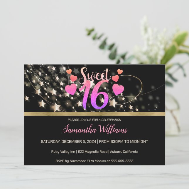 Tir Stars Sweet 16 Invitation (Debout devant)