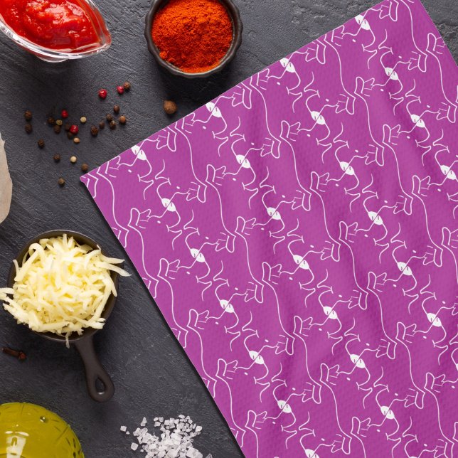 Tirage de ligne moderne Chien rose blanc serviette (Créateur téléchargé)