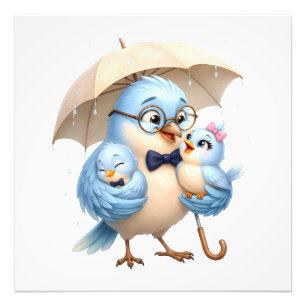 Tirage photo de Père Oiseau et Bébés Mignon