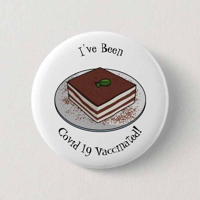 Tiramisu cake cartoon illustration 2 inch round button (Front)