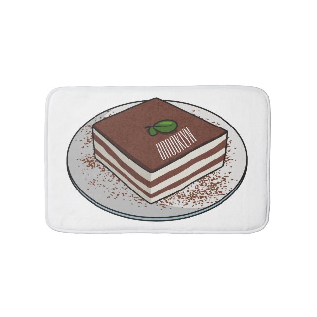 Tiramisu cake cartoon illustration  bath mat (Front)