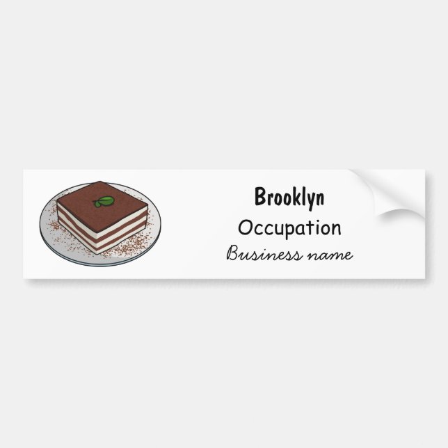 Tiramisu cake cartoon illustration bumper sticker (Front)