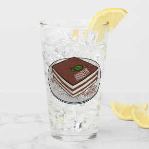 Tiramisu cake cartoon illustration  glass