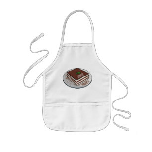 Tiramisu cake cartoon illustration  kids apron