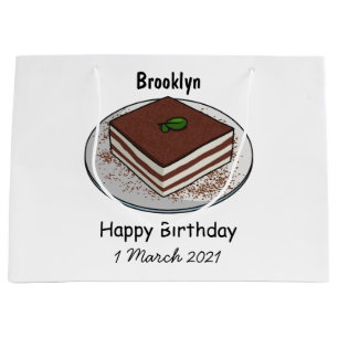 Tiramisu cake cartoon illustration large gift bag
