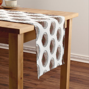 Tiramisu cake cartoon illustration  short table runner
