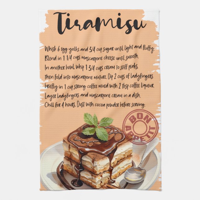 Tiramisu Recipe Kitchen Towel (Vertical)