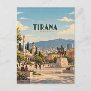 Tirana Albania Vintage Travel Art Postcard