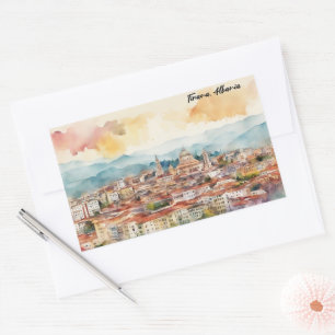 Tirana Albania Watercolor Painting Panorama View Sticker