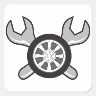 Tire and Wrenches Square Sticker