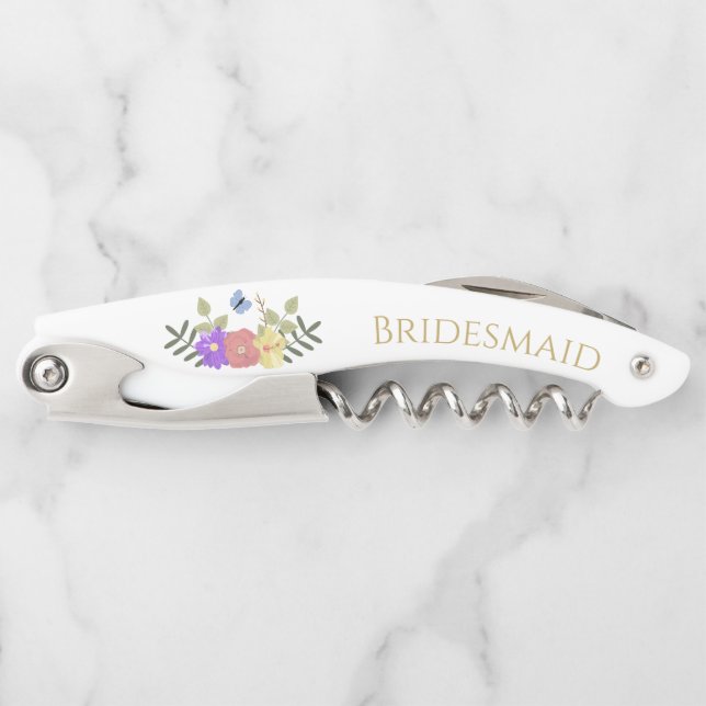 Tire-bouchon Assez Élégant Floral Personnalisé Bridesmaid (Devant)