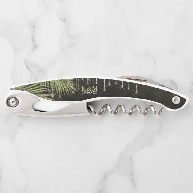 Tire-bouchon Bijoux Palm Feuille de mariage Vert ID830 (Devant)