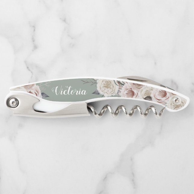 Tire-bouchon Boho Florals Calligraphie Bridesmaid Nom Favoriser (Devant)