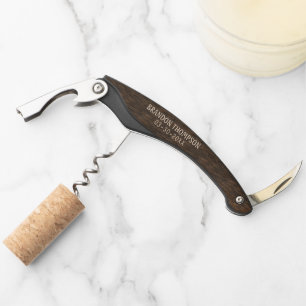 Tire-bouchon Brun foncé cacao motif grain de bois rustique chic