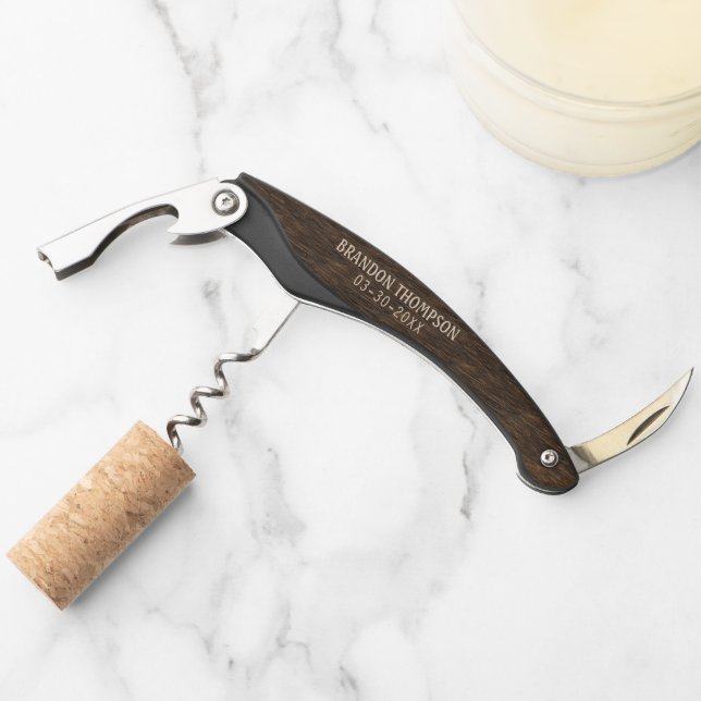 Tire-bouchon Cacao foncé Brown Rustique Chic Motif de grains de (Devant)