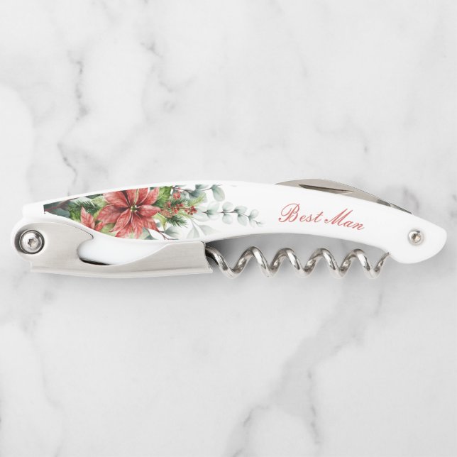Tire-bouchon Cadeau Mariage personnalisé de vacances Poinsettia (Devant)