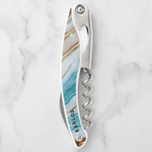 Tire-bouchon Colorful marbre texture ondulé motif monogramme